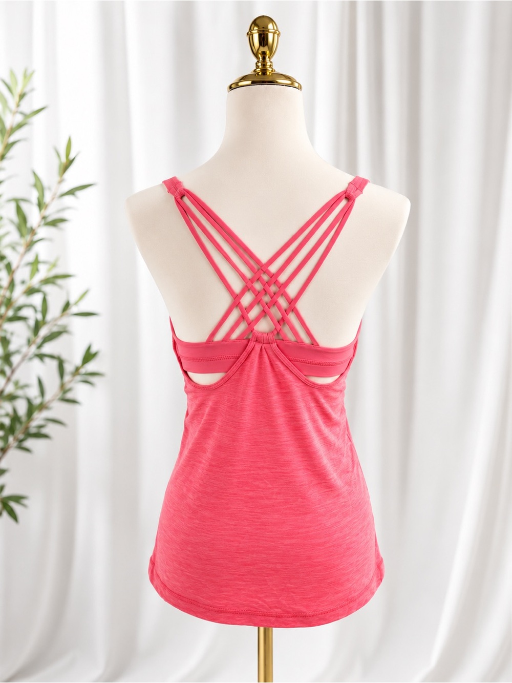 Lululemon Pink Criss Cross Back Tank Top Built In Bra Yoga Workout Athletic Top - Picture 4 of 6